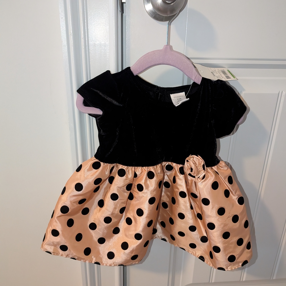 Black and Peach Polka Dot Baby Dress